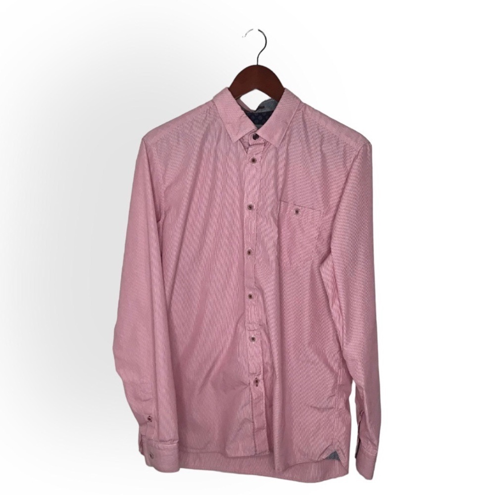Ted Baker London Red Stripe Long Sleeve Button Down Shirt.